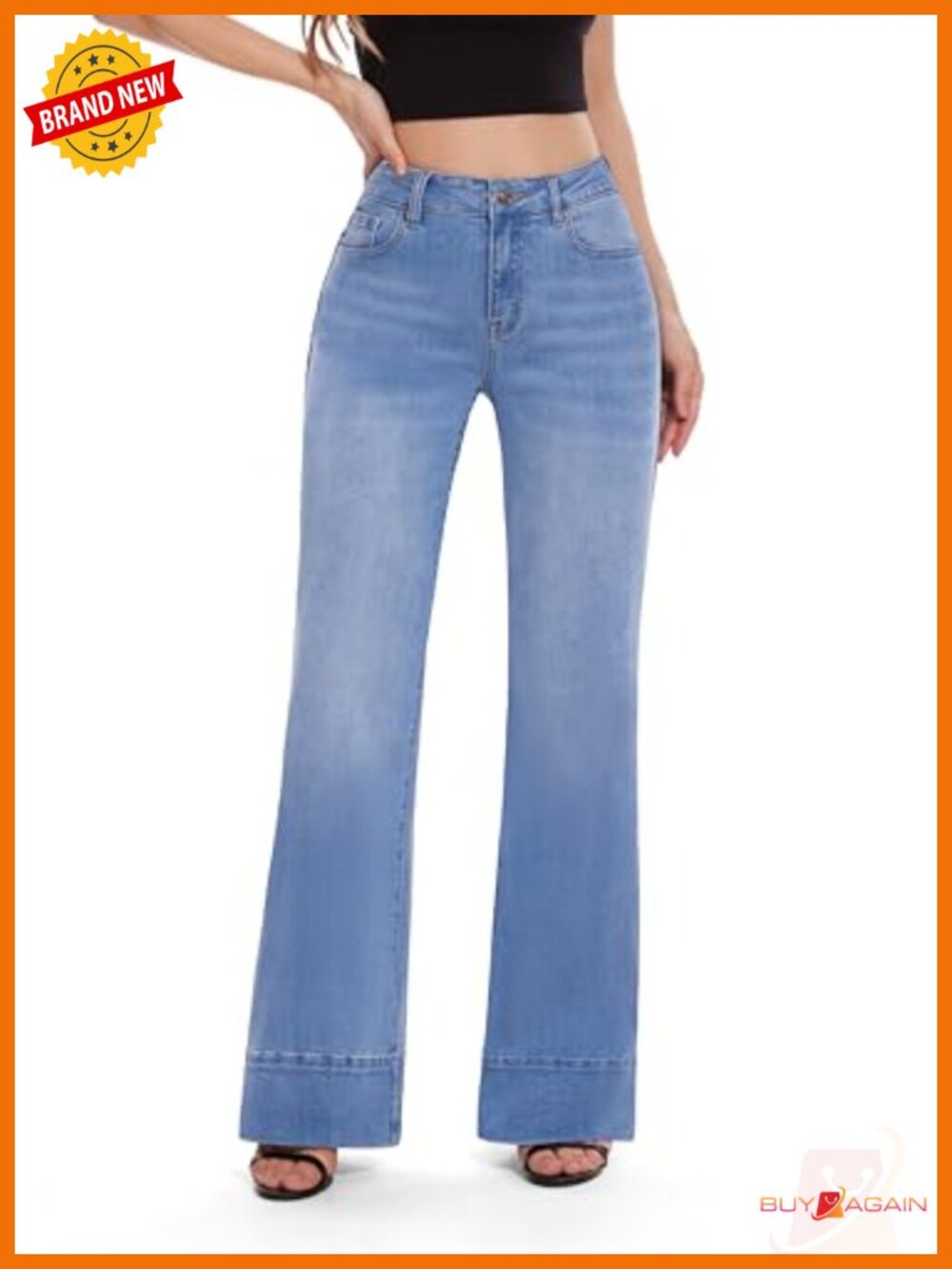 High Waist Flare Bell Bottom Wide Leg Stretch Denim Jeans